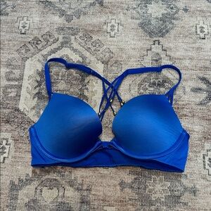Victoria’s Secret Cross back push-up  blue gold beads 32c